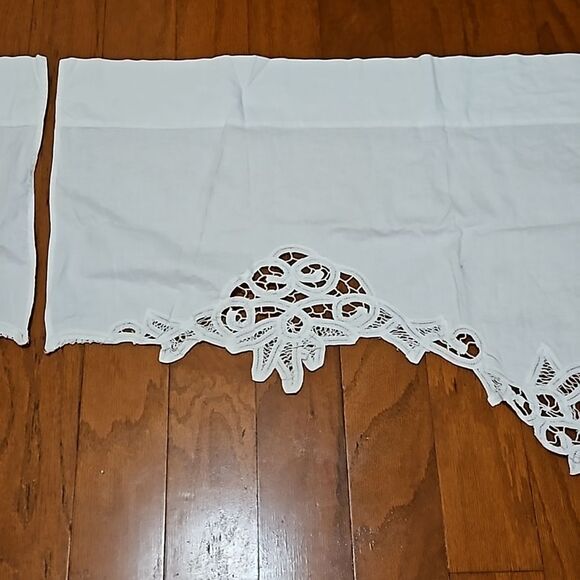 White Battenburg Lace Waterfall Curtain Drapes Cottagecore - Picture 6 of 10
